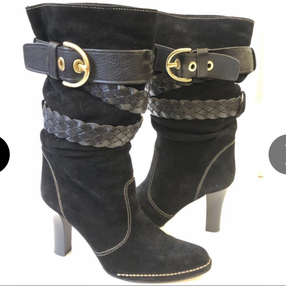 Coach Randie Black Suede/Leather Boots Size 6.5